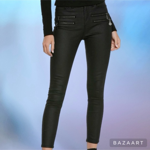 ☔️ Blackcraft Pentagram Zipper Black Coated Skinny Jeans - Picture 2 of 13
